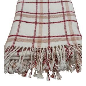 Woven Throw Blanket Made in Portugal Texteis Penedo Cotton Acrylic 64x54 Fringe